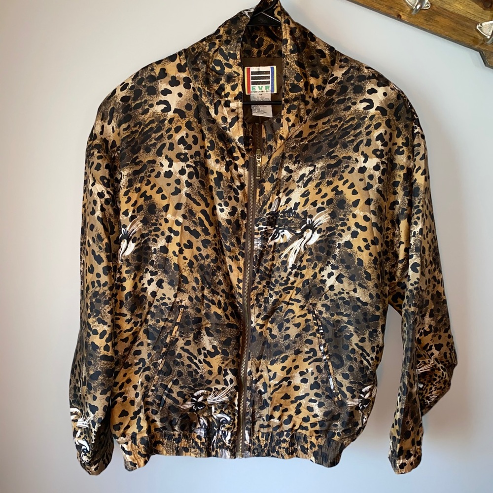 Vintage animal print windbreaker jacket